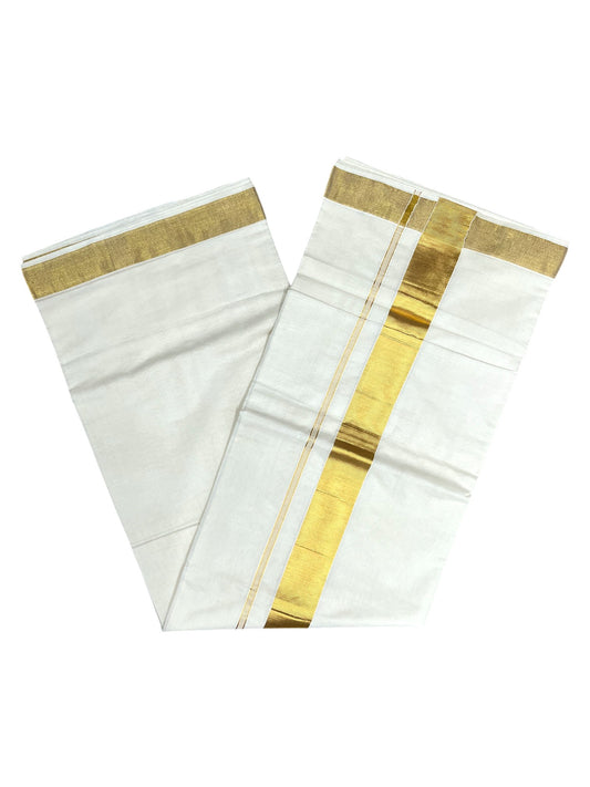 Southloom Pure Cotton Kerala Saree with 2.5 inch Gold Kasavu Border
