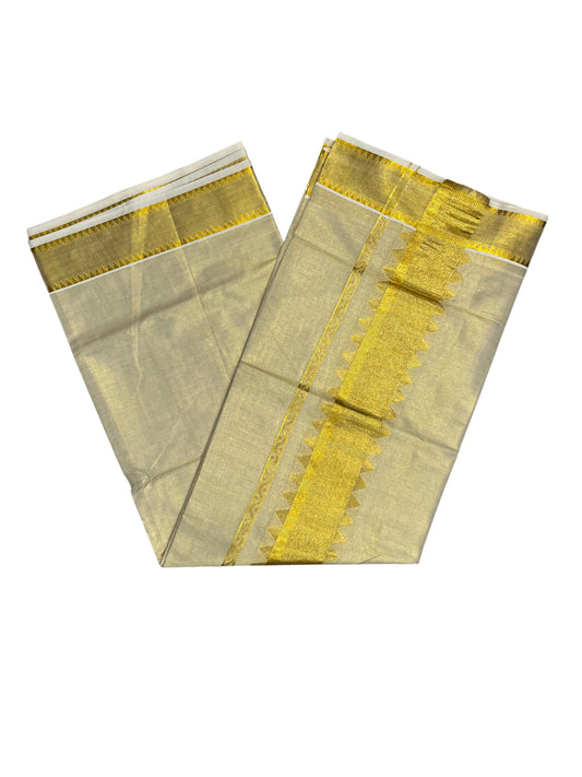 Southloom Kerala Tissue Kasavu Plain Saree with Temple Border