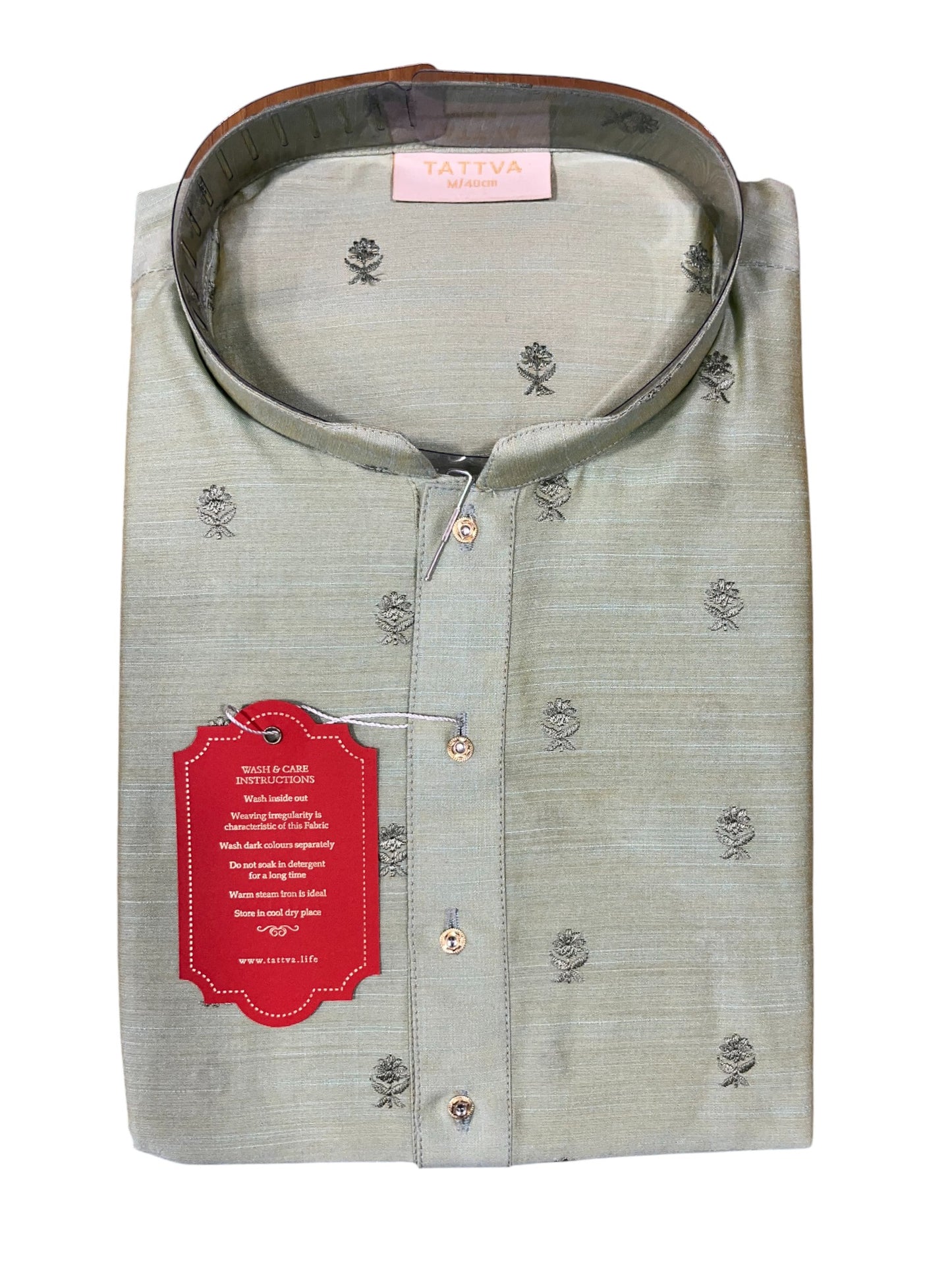 Southloom Semi Silk Short Kurta for Men in Green Colour