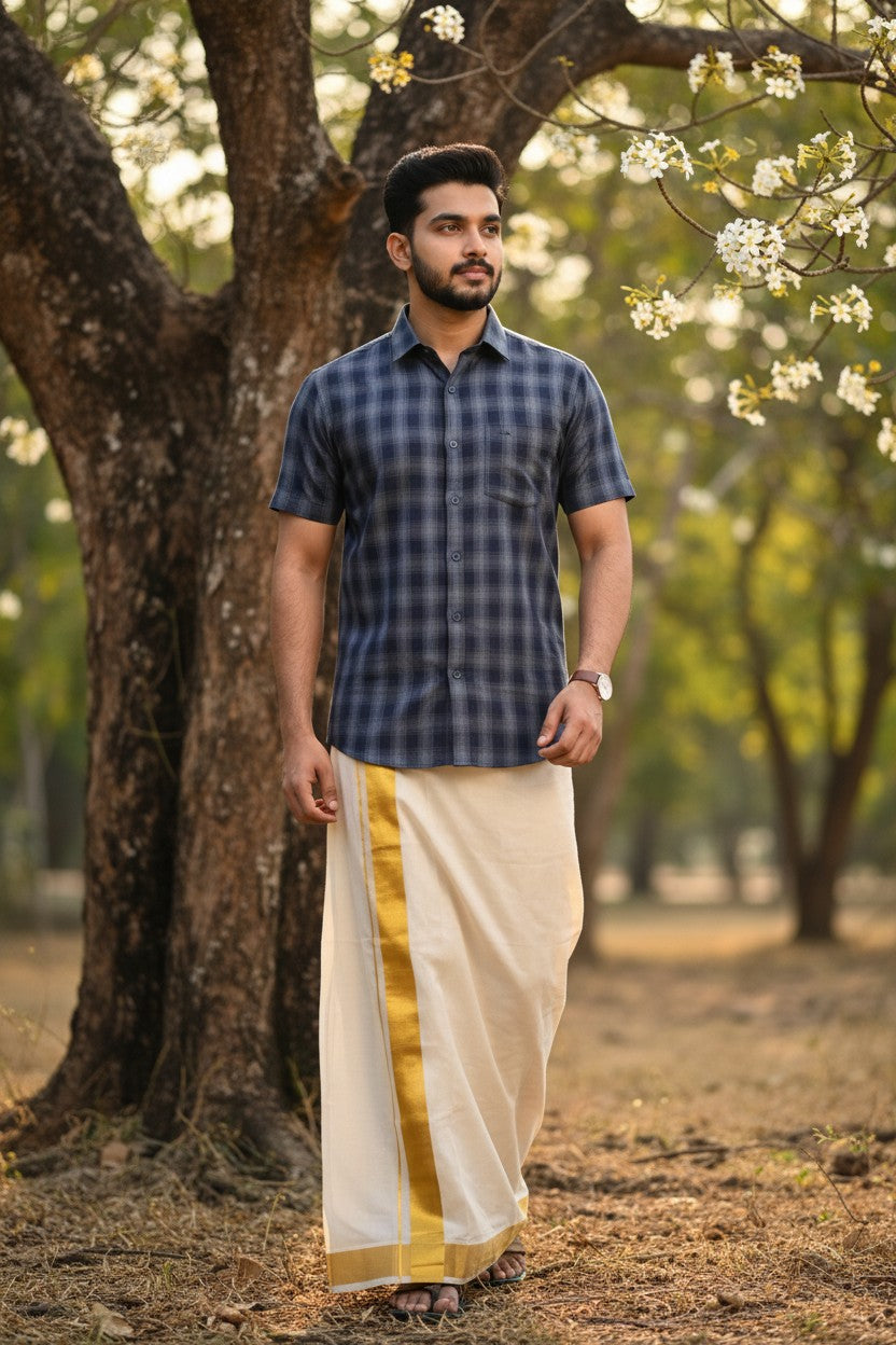 Southloom Pure Cotton Blue Check Shirt SLSHIRT 40 HS