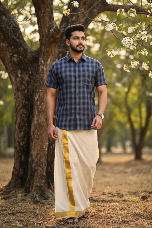 Southloom Pure Cotton Blue Check Shirt SLSHIRT 40 HS