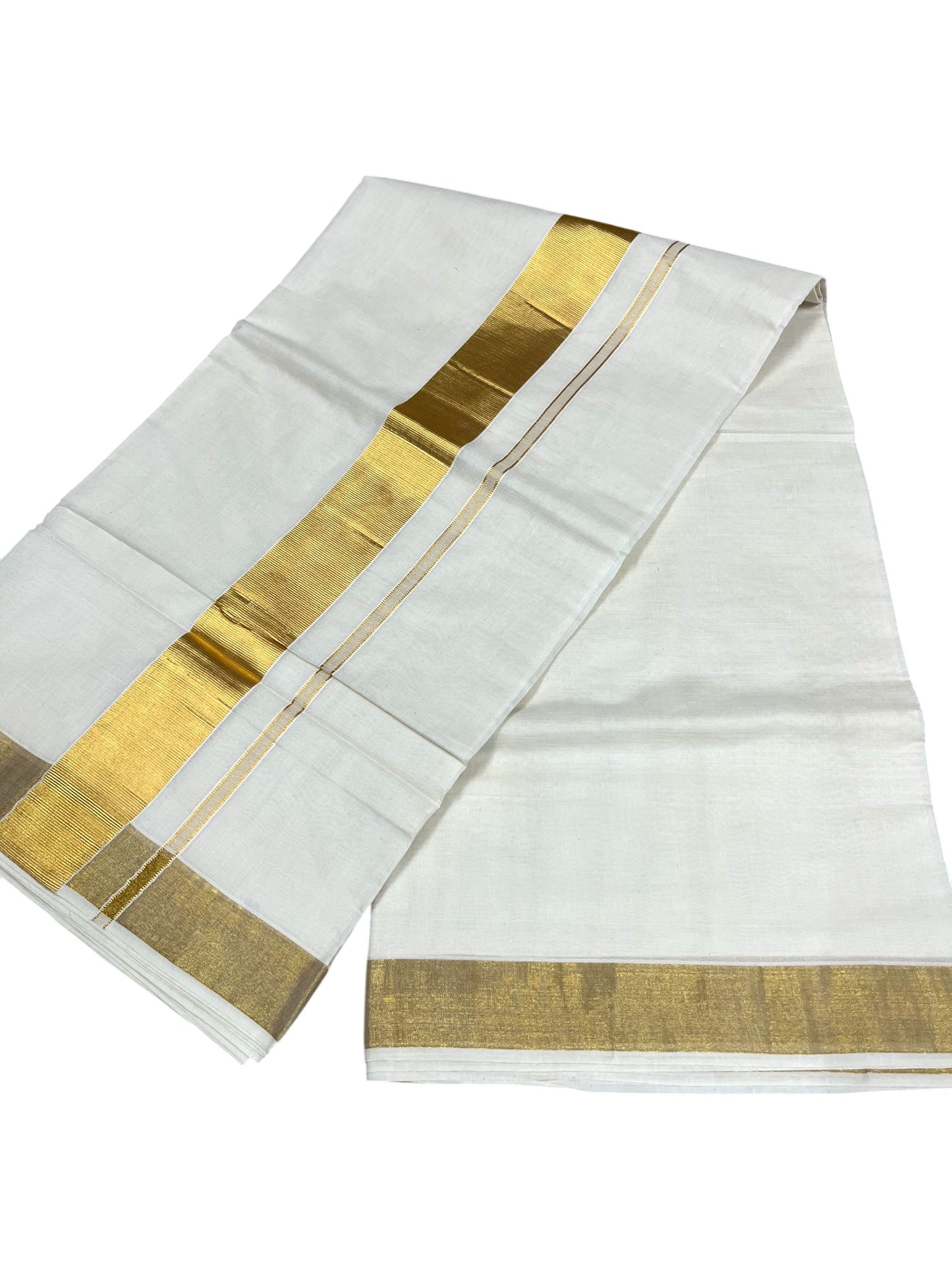 Southloom Pure Cotton Kerala Saree with 2.5 inch Gold Kasavu Border