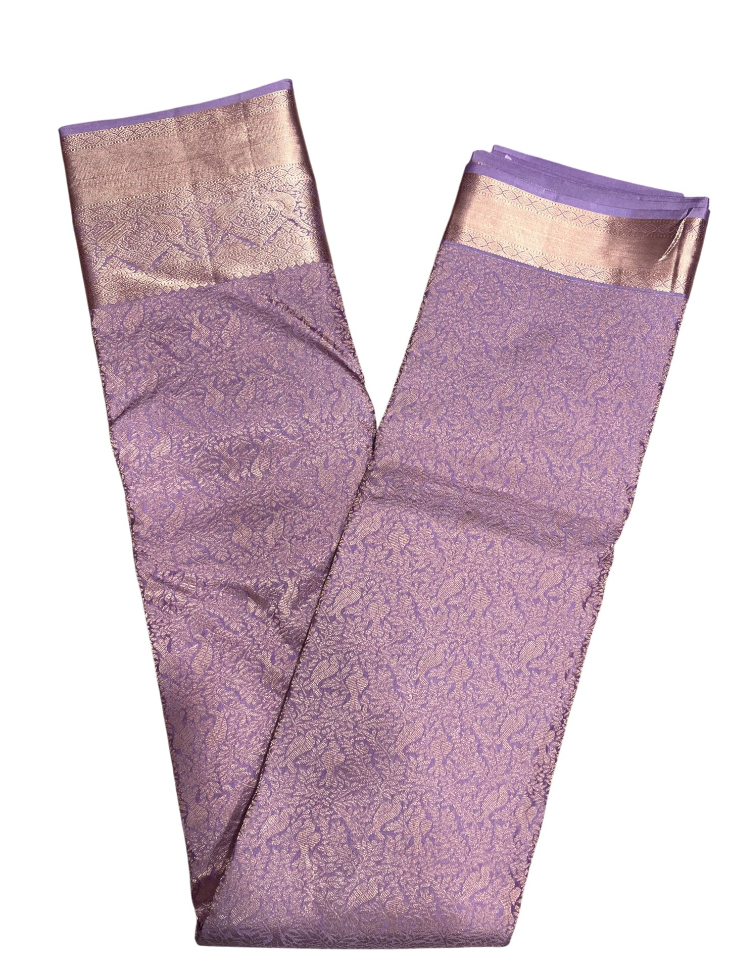 Southloom Pure Handloom Bridal Kanchipuram Silk Saree with Korvai Work (Lavendar)