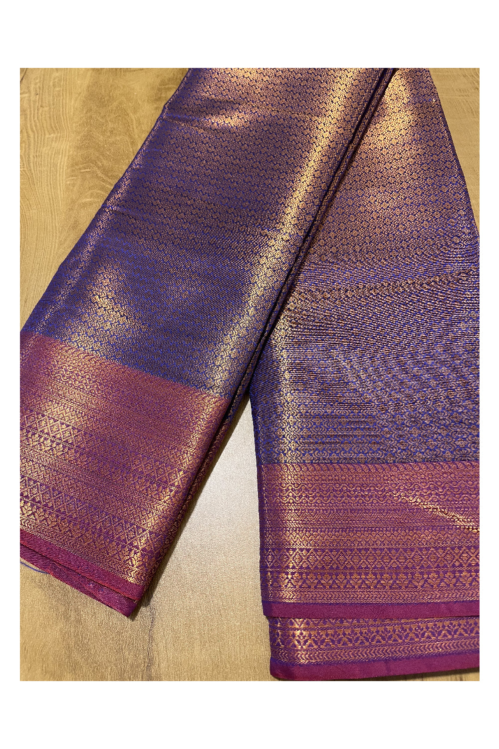 Southloom Premium Semi Silk Zari Work Brocade Saree in Violet Bridal with Matching Pallu (Kanchipuram Pattu Saree)