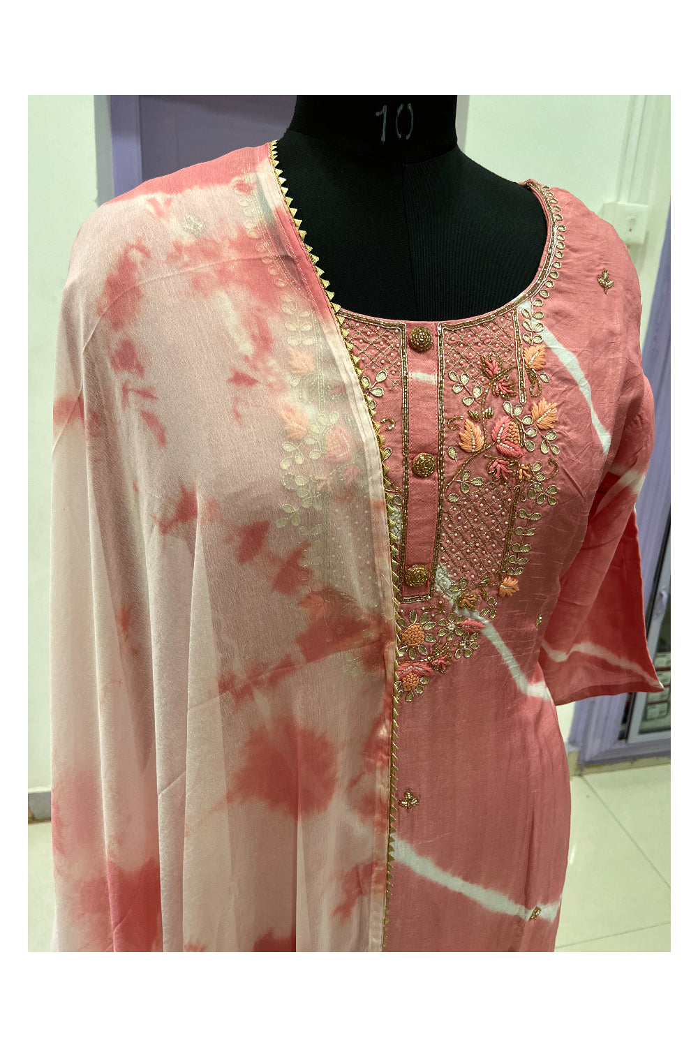 Southloom Stitched Semi Silk Salwar Set in Pink Prints