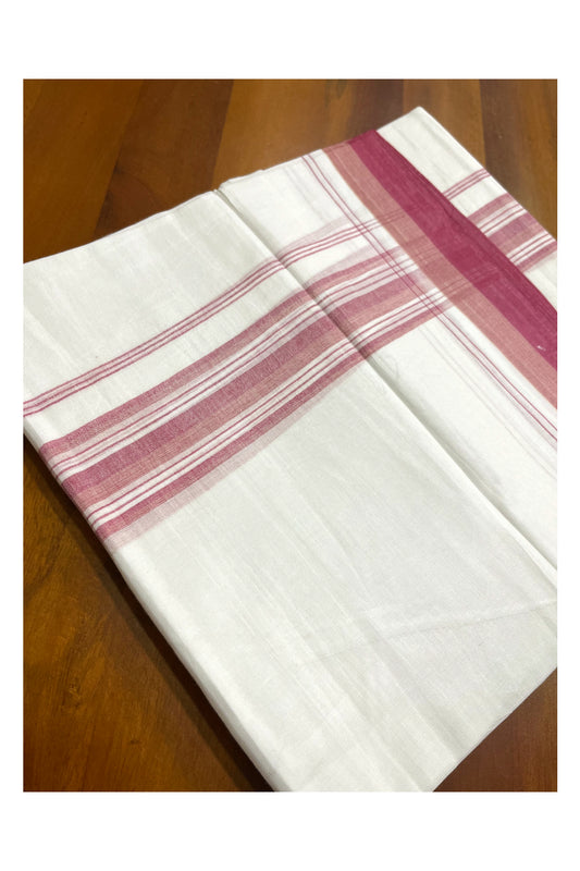 Pure White Cotton Kerala Double Mundu with Red Border (South Indian Kerala Dhoti)