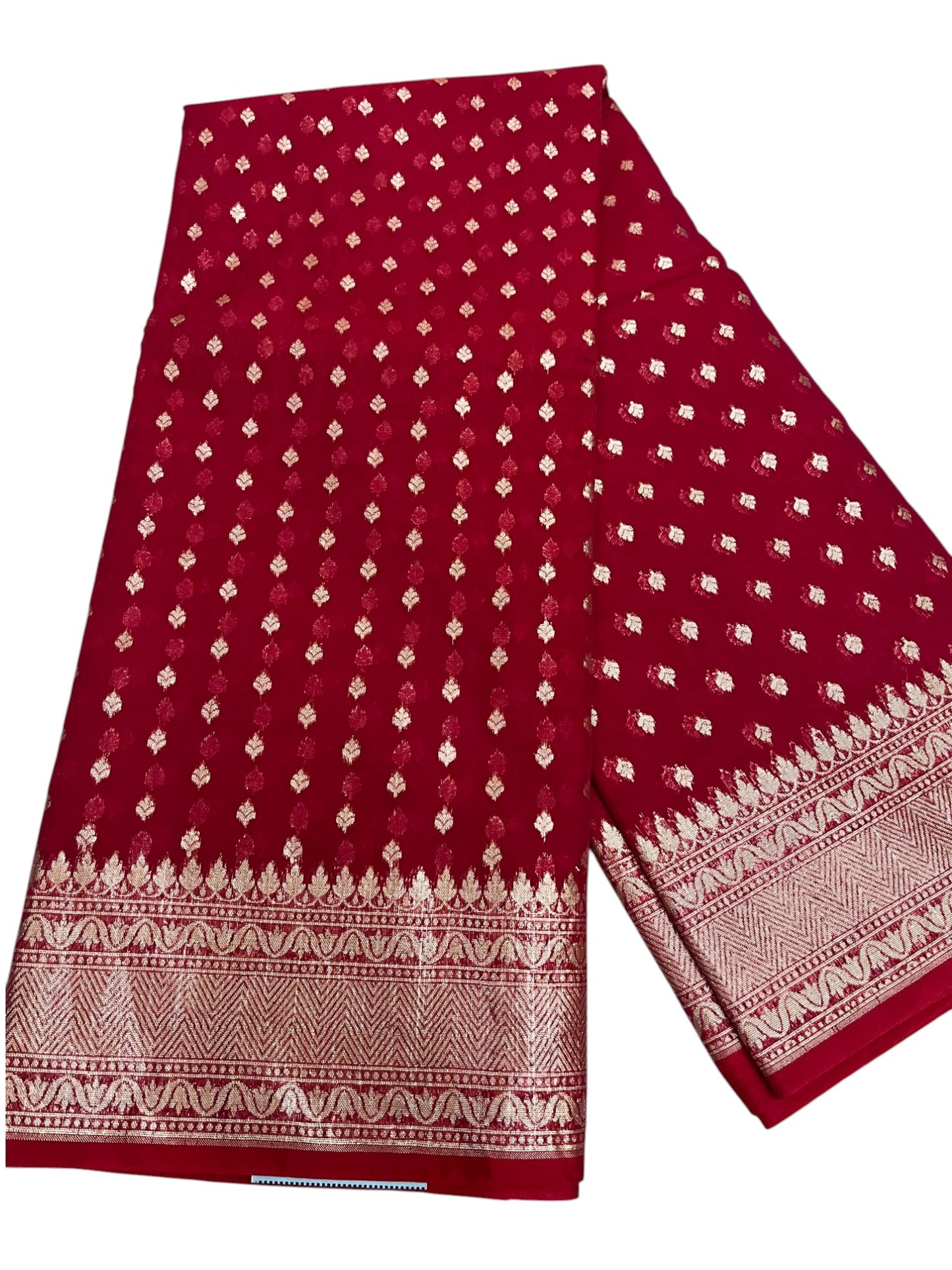 Southloom Cotton Banarasi Silk Saree with Woven Work on Body and Borders (Red)