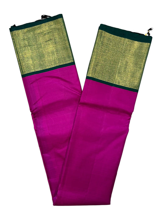 Southloom Premium Bridal Handloom Kanchipuram Silk Saree With Korvai Works (Magenta)