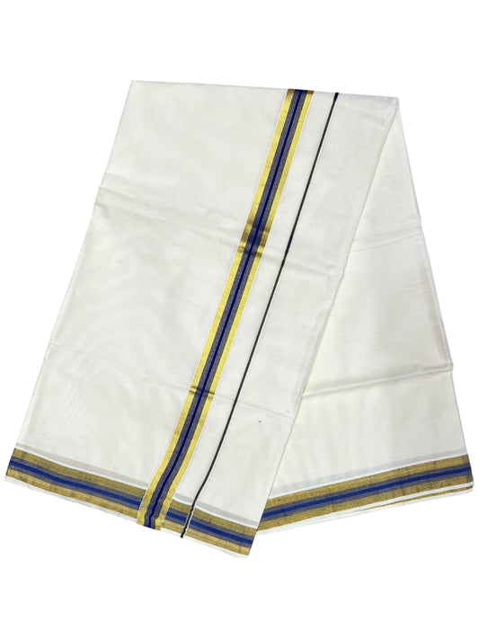 Southloom Pure Cotton Kerala Saree with Kasavu and Blue Border