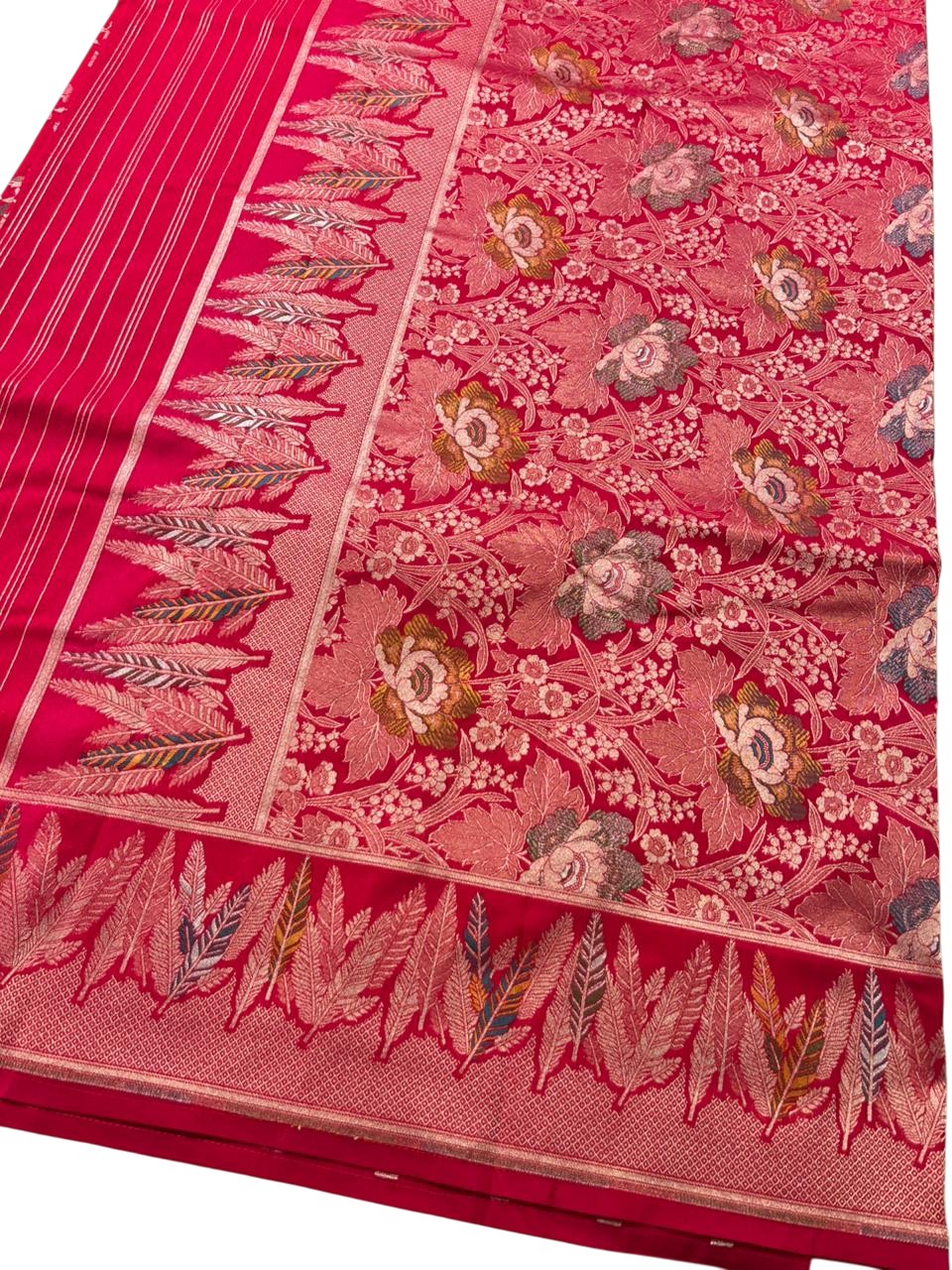 Southloom Pure Banarasi Silk Saree with Woven Work on Body and Borders (Pink)