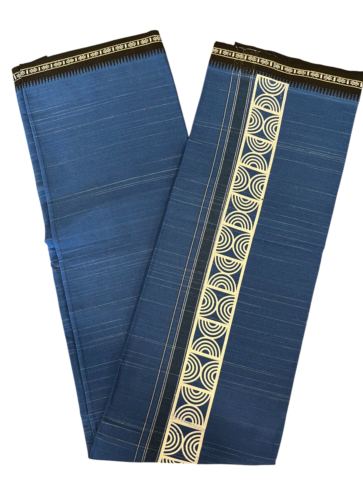 Southloom Blue Printed Single Mundu / Otta Mundu / Lungi (South Indian Kerala Dhoti)