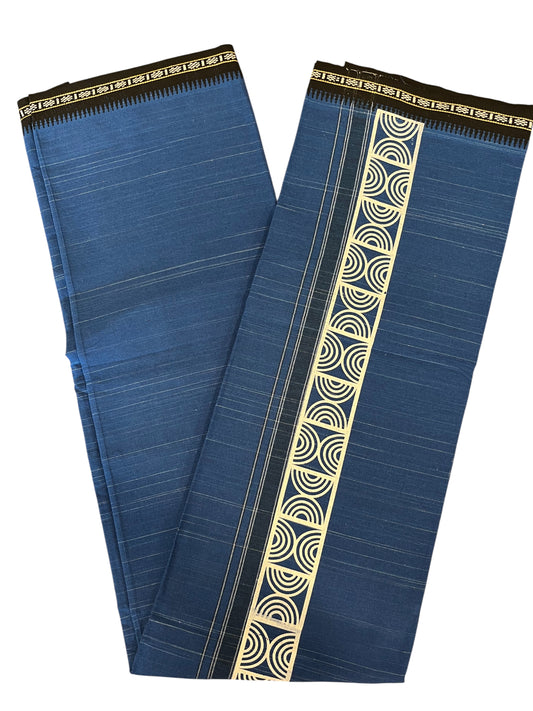 Southloom Blue Printed Single Mundu / Otta Mundu / Lungi (South Indian Kerala Dhoti)