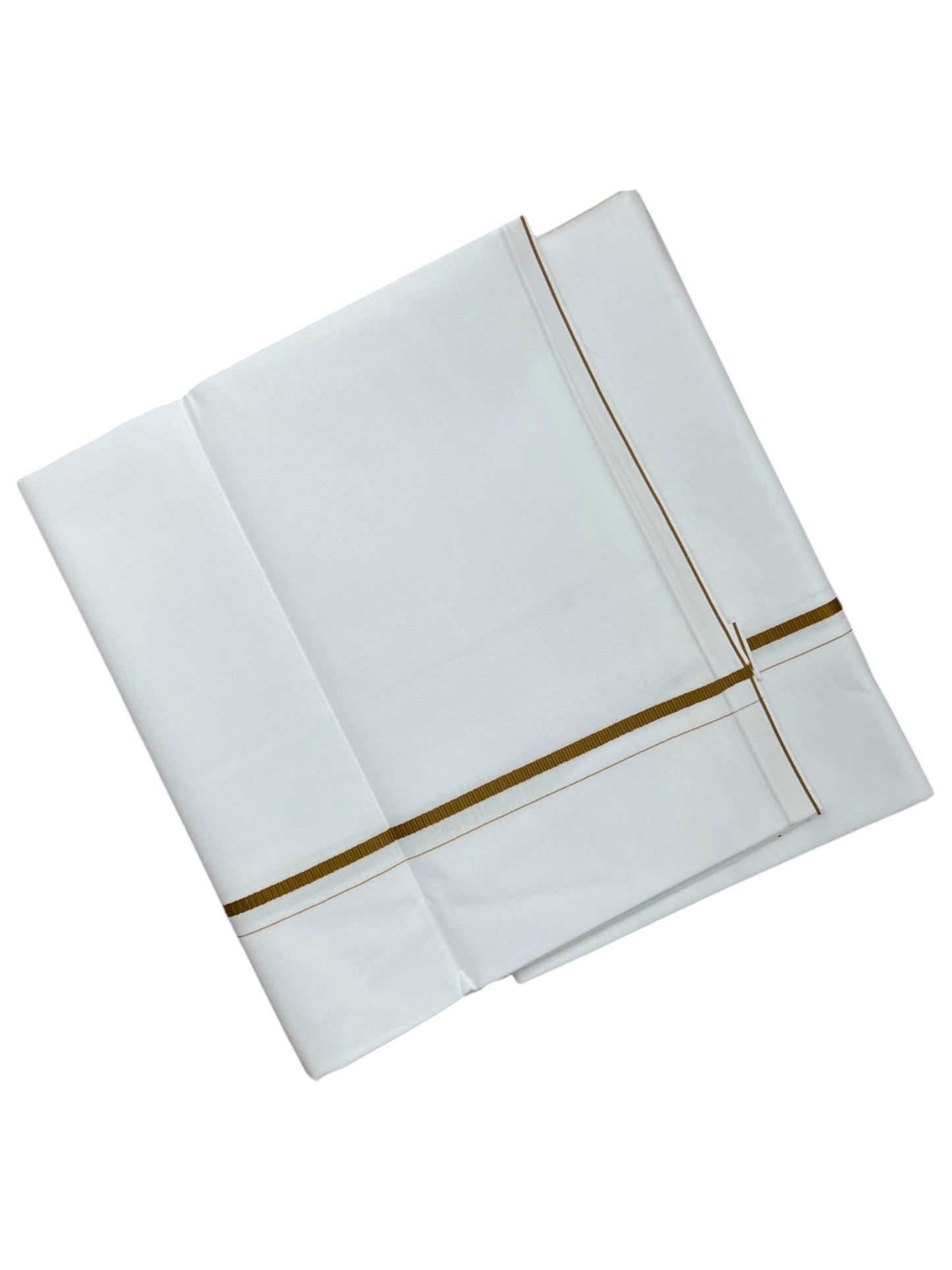 Southloom Pure White Cotton Single Mundu with Yellow Border (South Indian Kerala Dhoti)