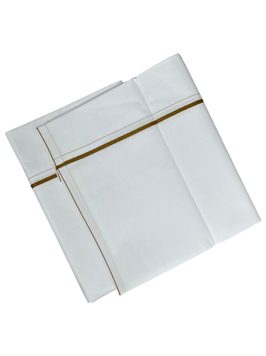 Southloom Pure White Cotton Single Mundu with Yellow Border (South Indian Kerala Dhoti)