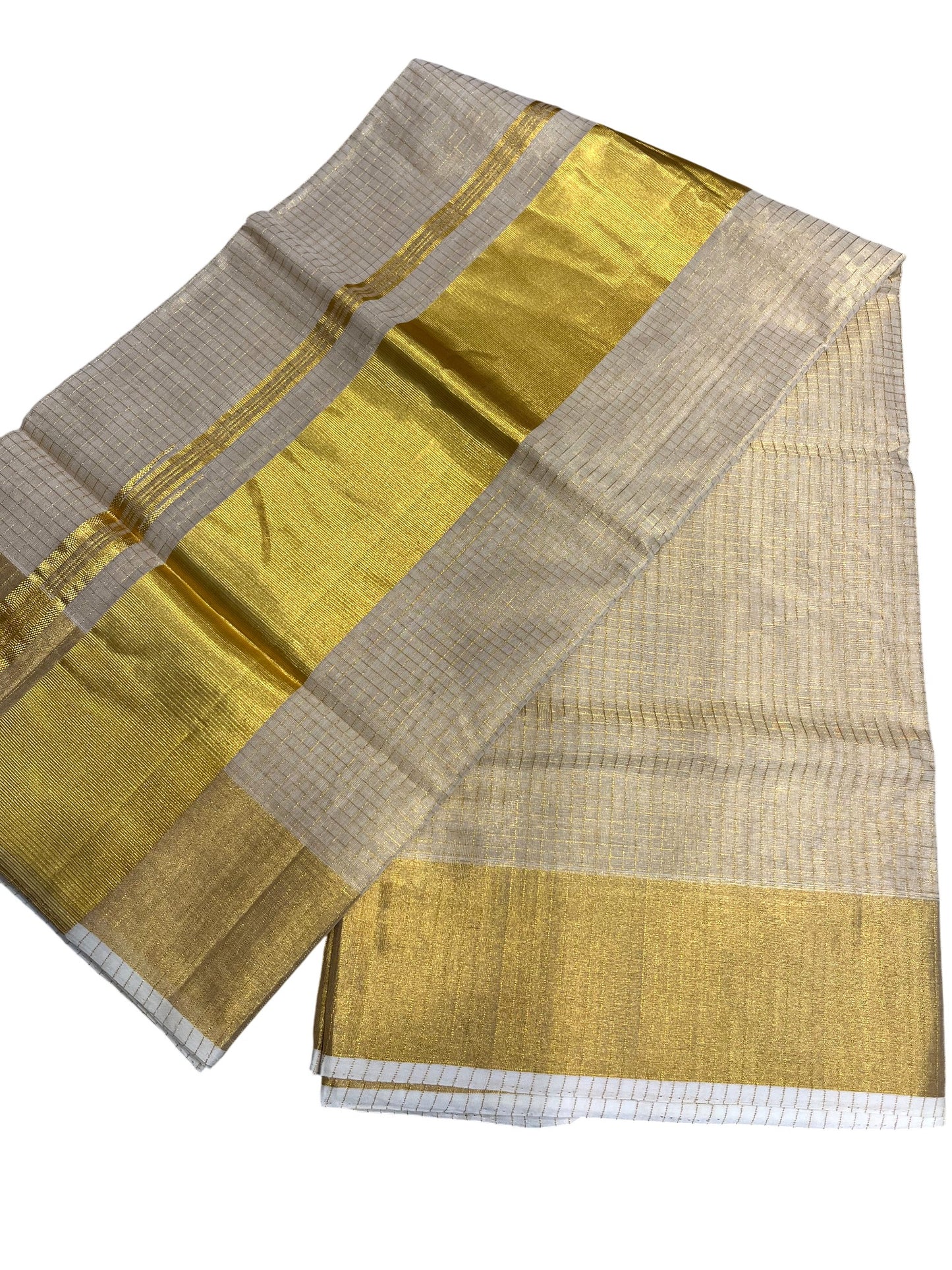 Southloom Super Premium Balaramapuram Unakkupaavu Handloom Tissue Saree with Micro Check Across Body