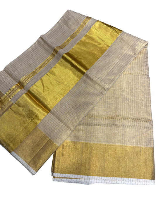 Southloom Super Premium Balaramapuram Unakkupaavu Handloom Tissue Saree with Micro Check Across Body