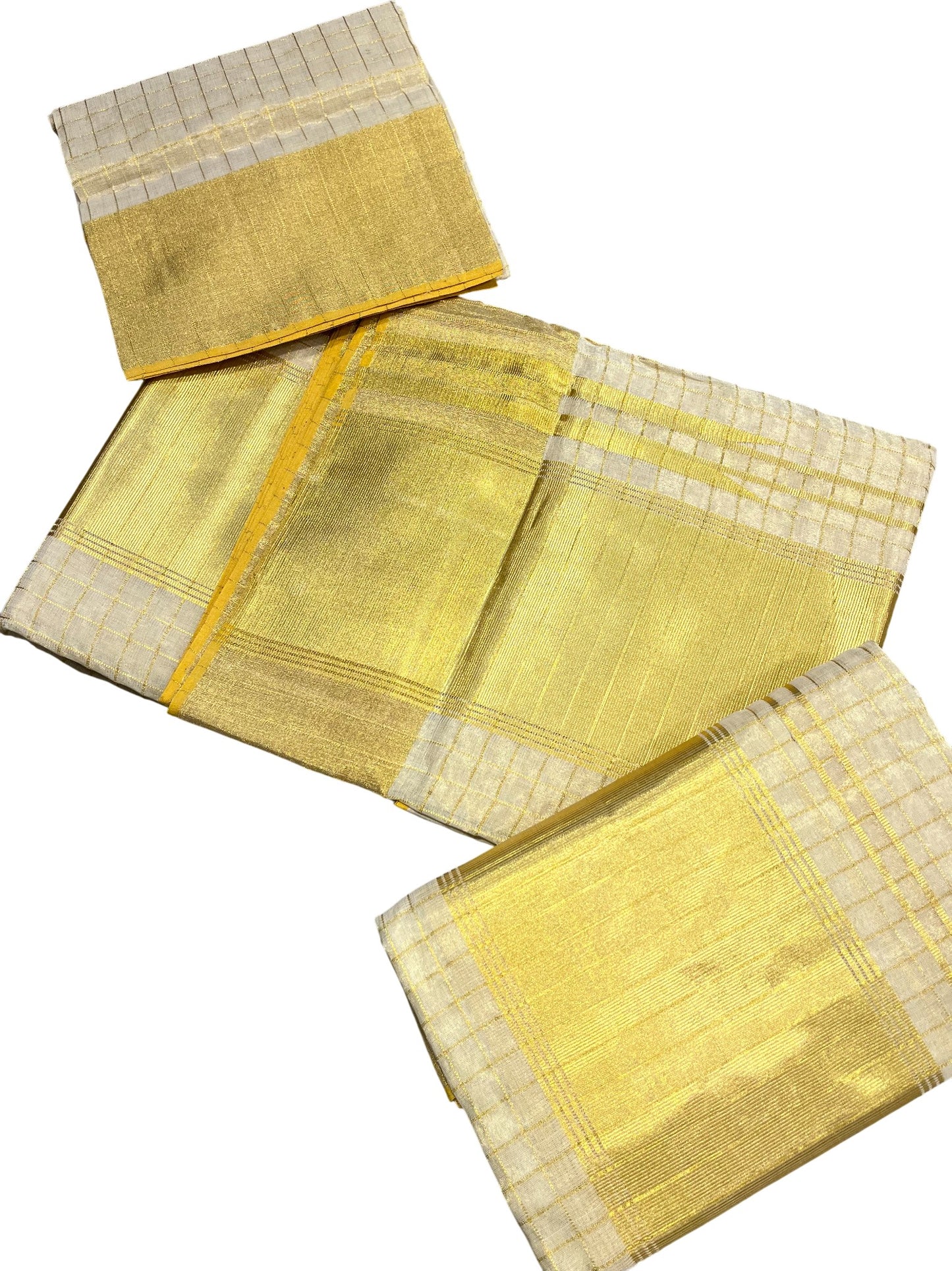 Southloom Premium Handloom Set Mundu with Kasavu and Golden Border (2.80 Mtr)