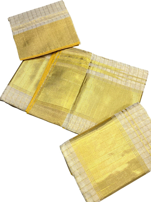 Southloom Premium Handloom Set Mundu with Kasavu and Golden Border (2.80 Mtr)