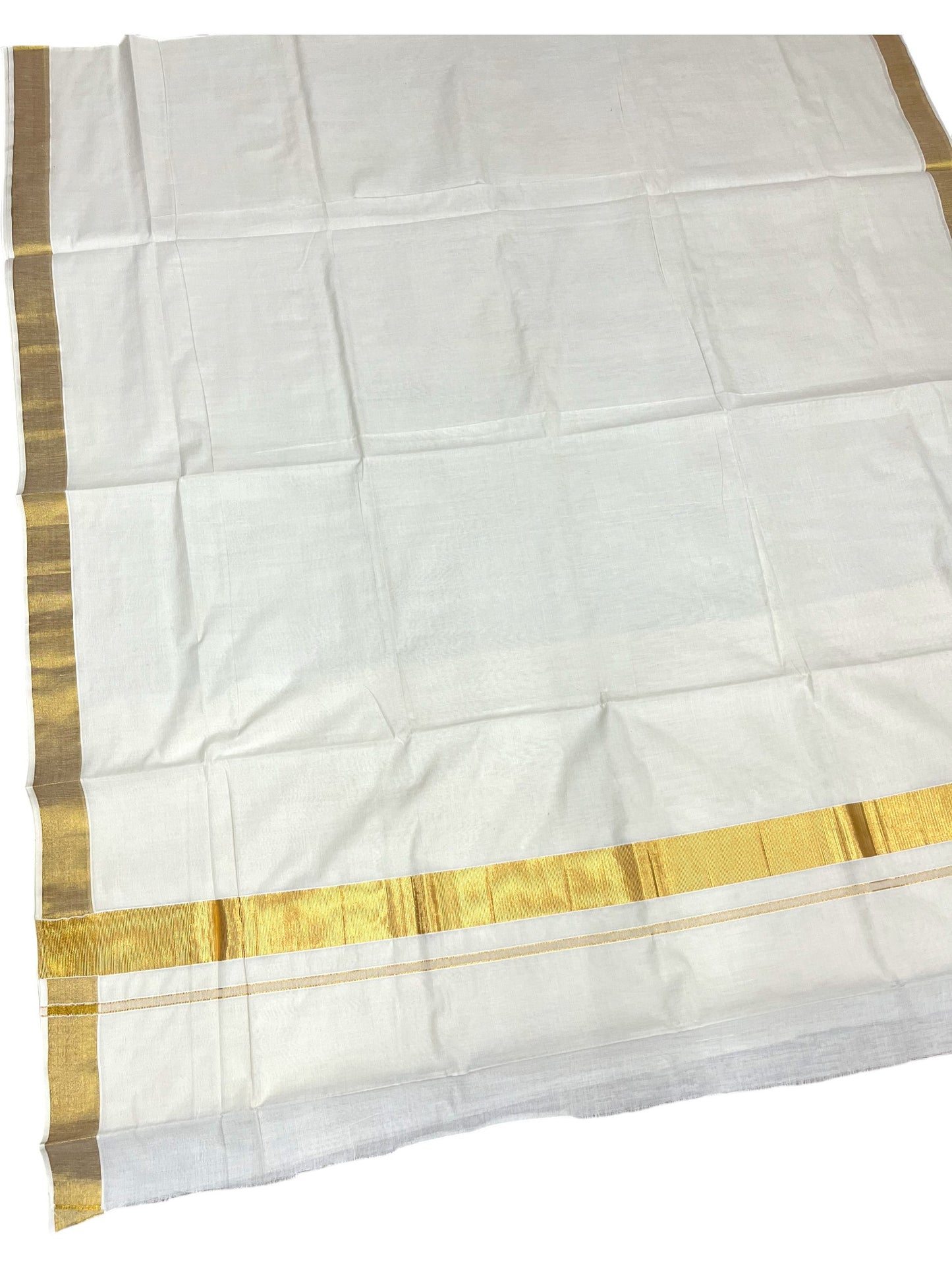 Southloom Pure Cotton Kerala Saree with 2.5 inch Gold Kasavu Border