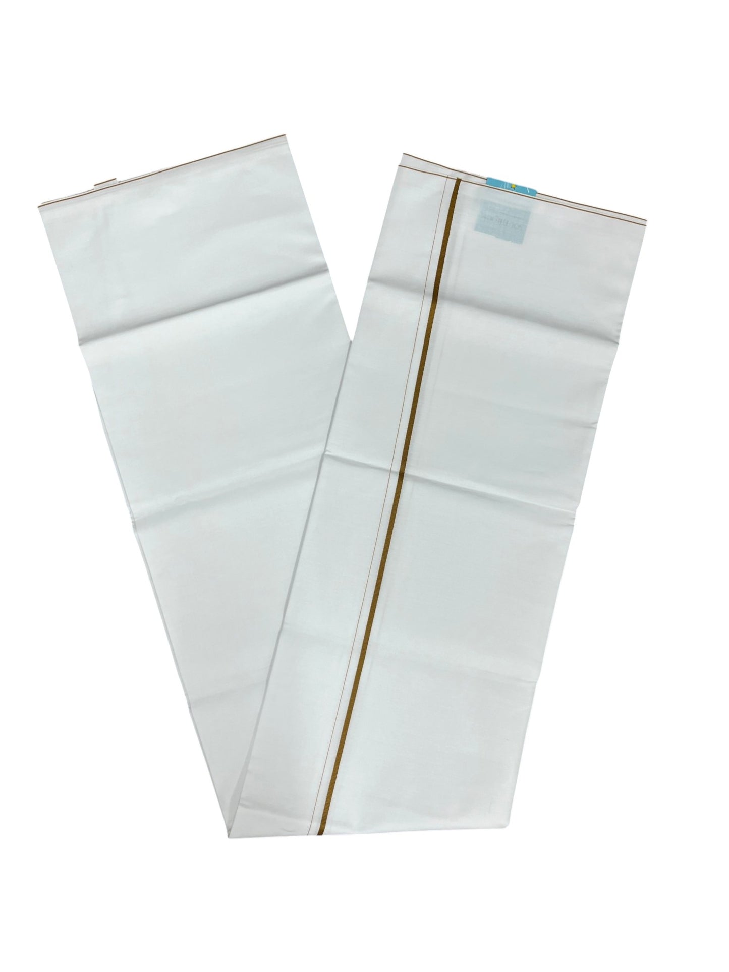 Southloom Pure White Cotton Single Mundu with Yellow Border (South Indian Kerala Dhoti)
