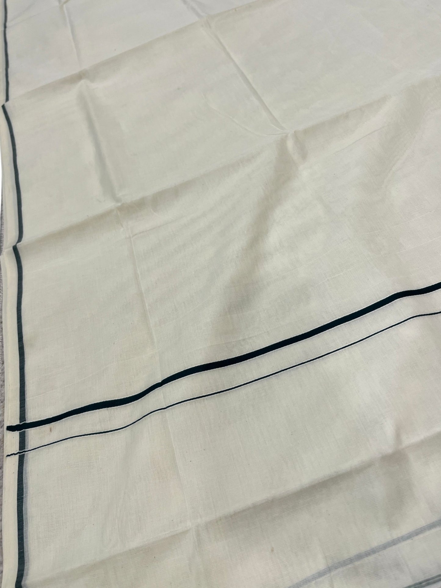 Southloom Kerala Cotton Plain Saree with Green Puliyilakkara Border