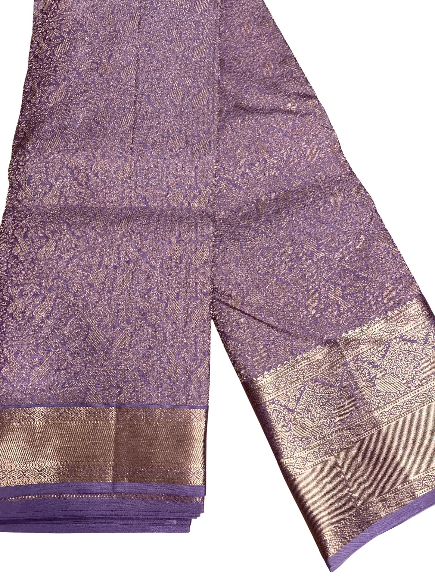 Southloom Pure Handloom Bridal Kanchipuram Silk Saree with Korvai Work (Lavendar)