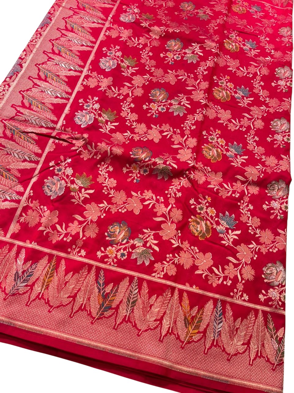 Southloom Pure Banarasi Silk Saree with Woven Work on Body and Borders (Pink)
