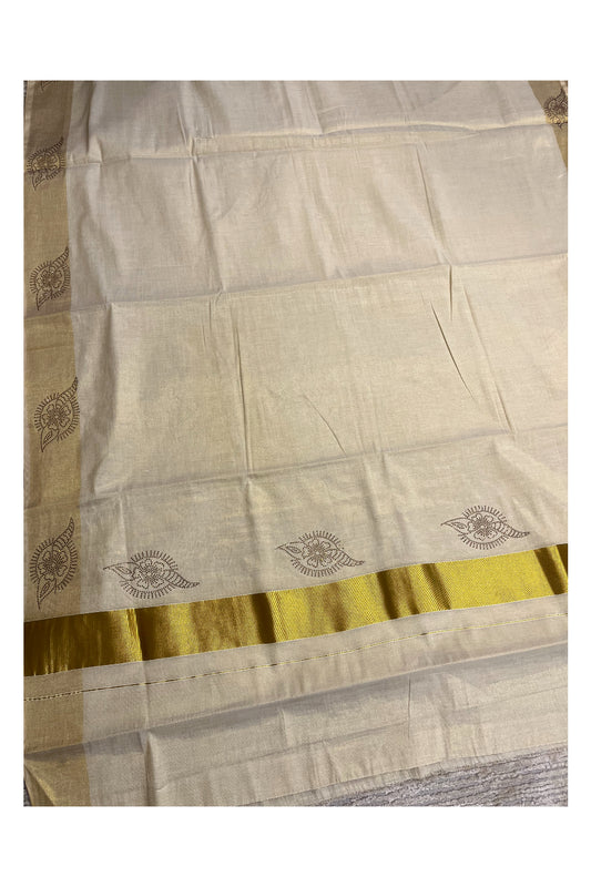 Southloom Kerala Tissue Kasavu Plain Saree with Sequins Works