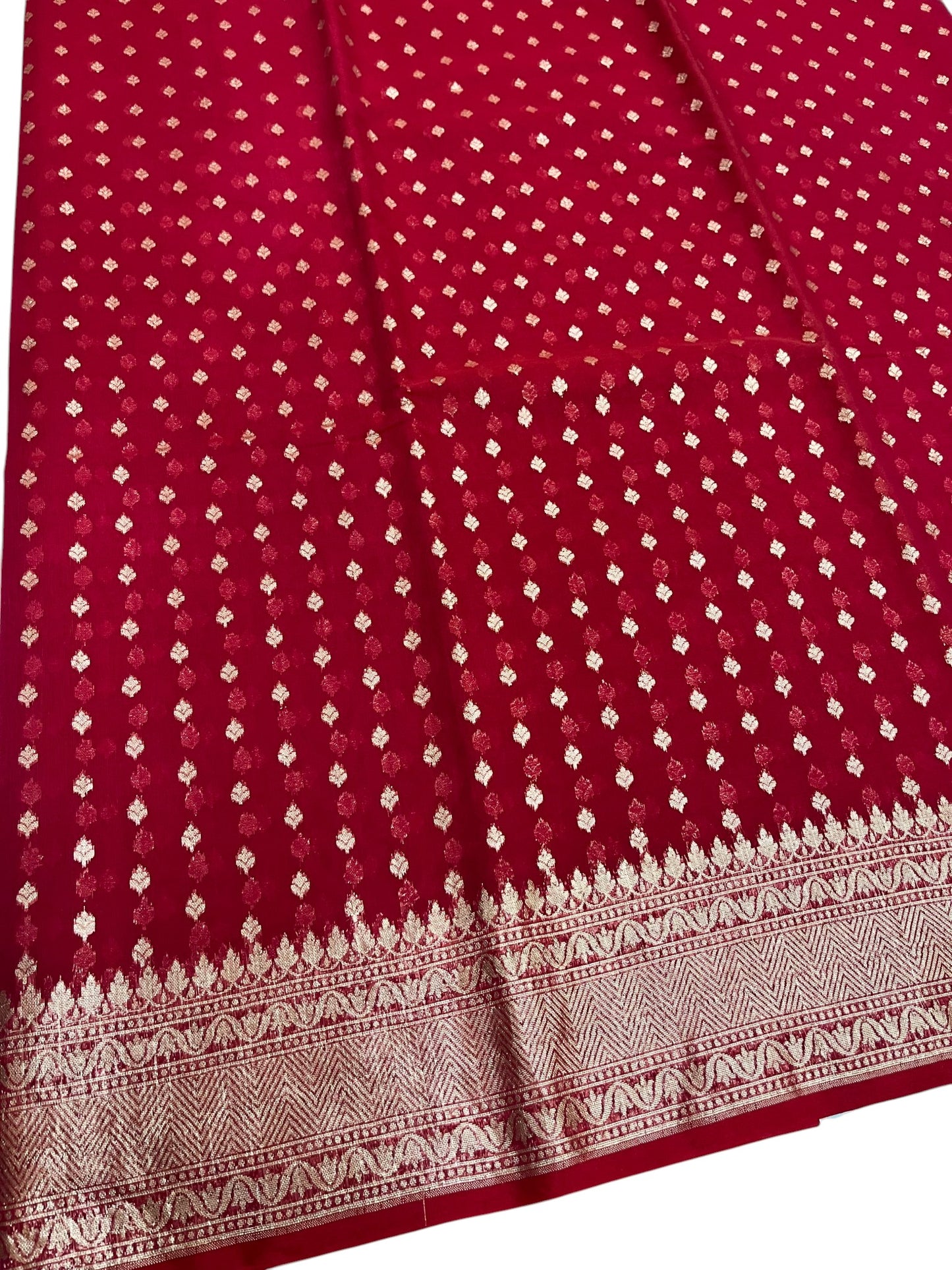 Southloom Cotton Banarasi Silk Saree with Woven Work on Body and Borders (Red)