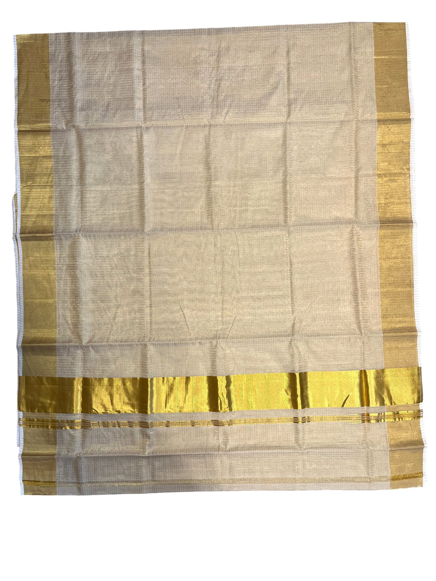Southloom Super Premium Balaramapuram Unakkupaavu Handloom Tissue Saree with Micro Check Across Body