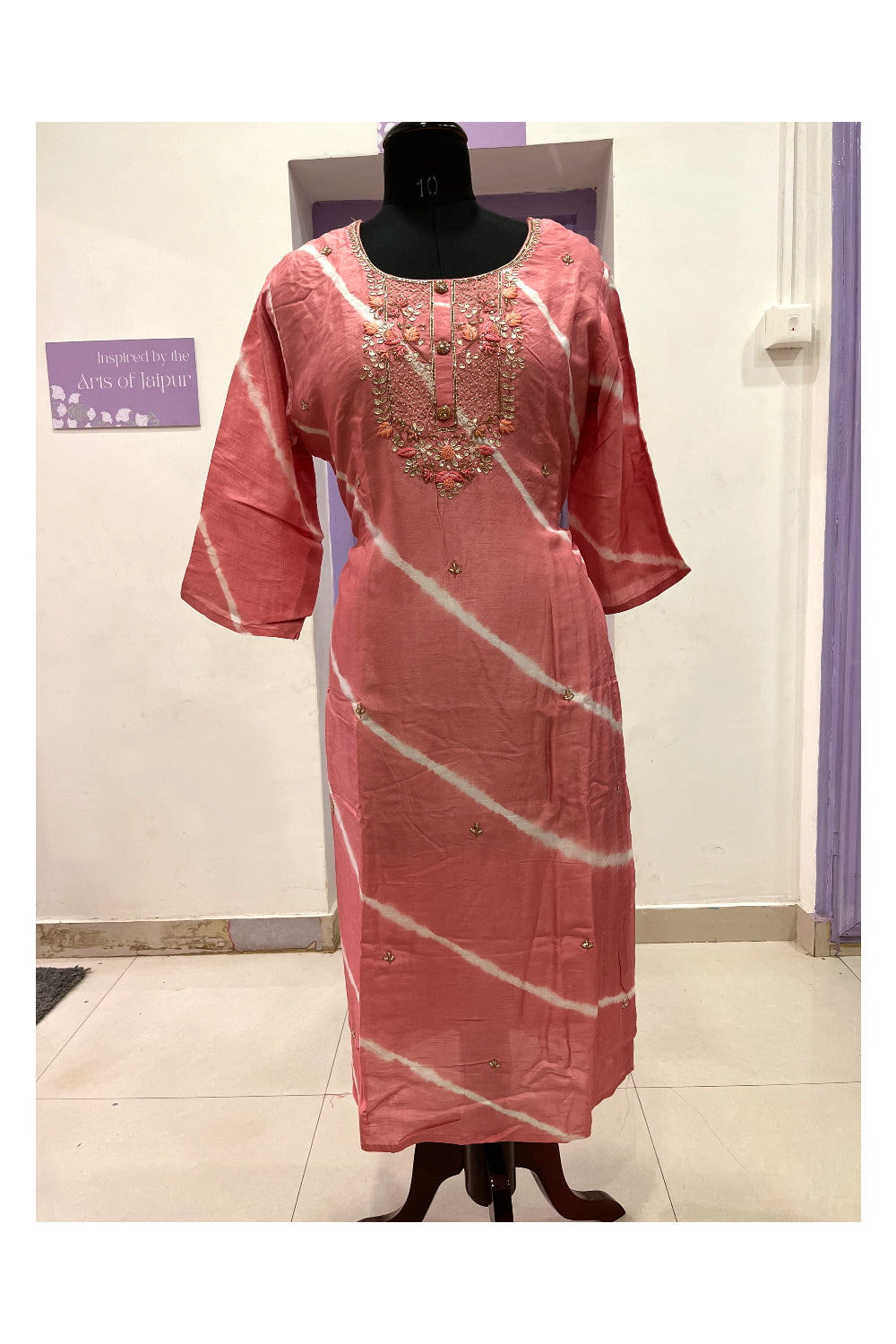 Southloom Stitched Semi Silk Salwar Set in Pink Prints