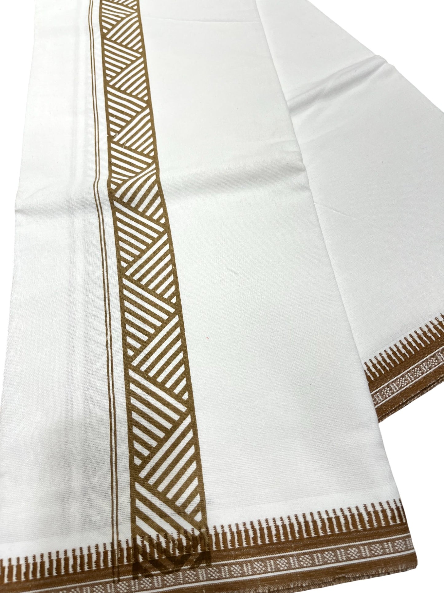 Southloom Off White And Black Printed Single Mundu / Otta Mundu / Lungi (South Indian Kerala Dhoti)