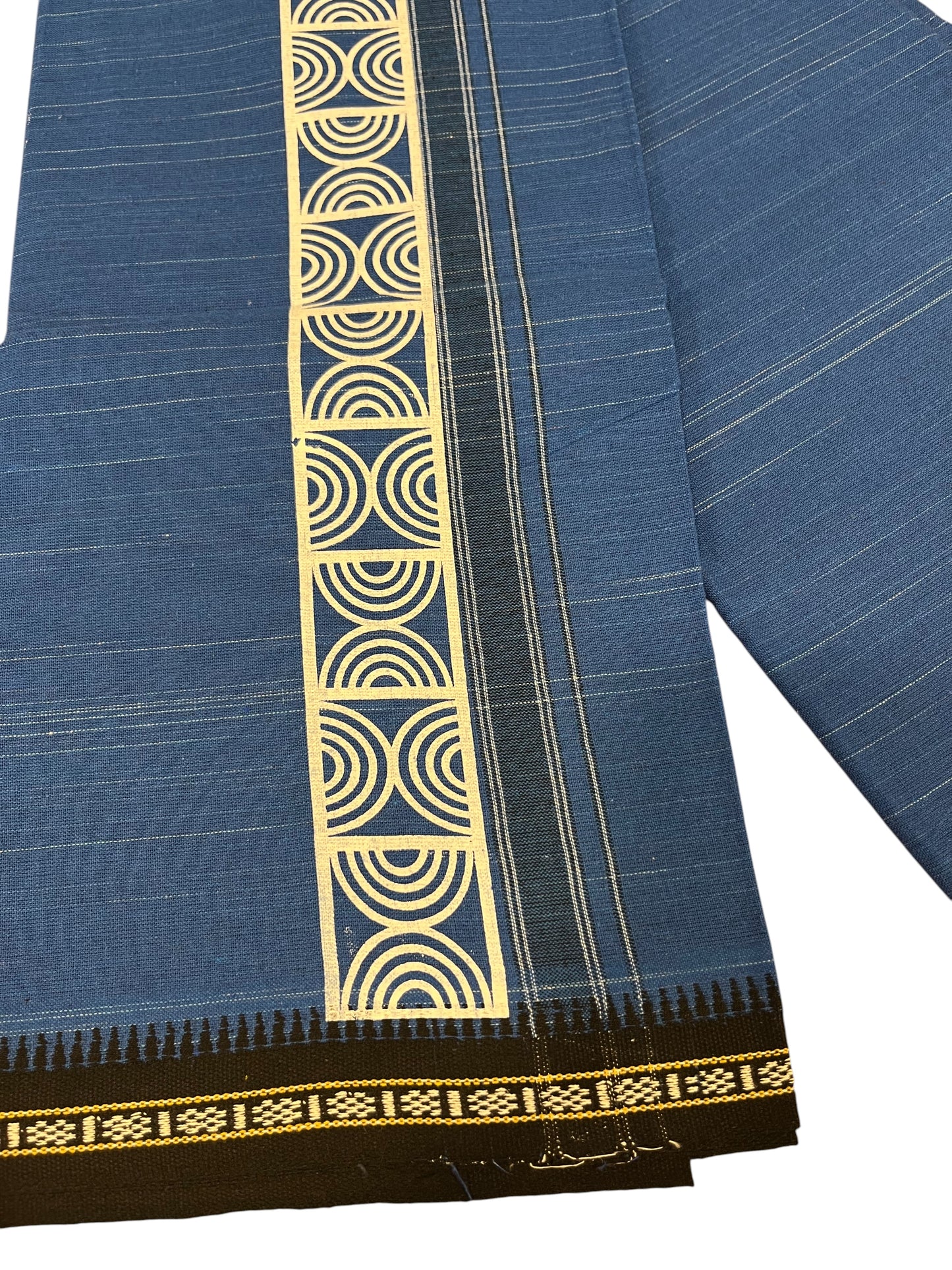 Southloom Blue Printed Single Mundu / Otta Mundu / Lungi (South Indian Kerala Dhoti)