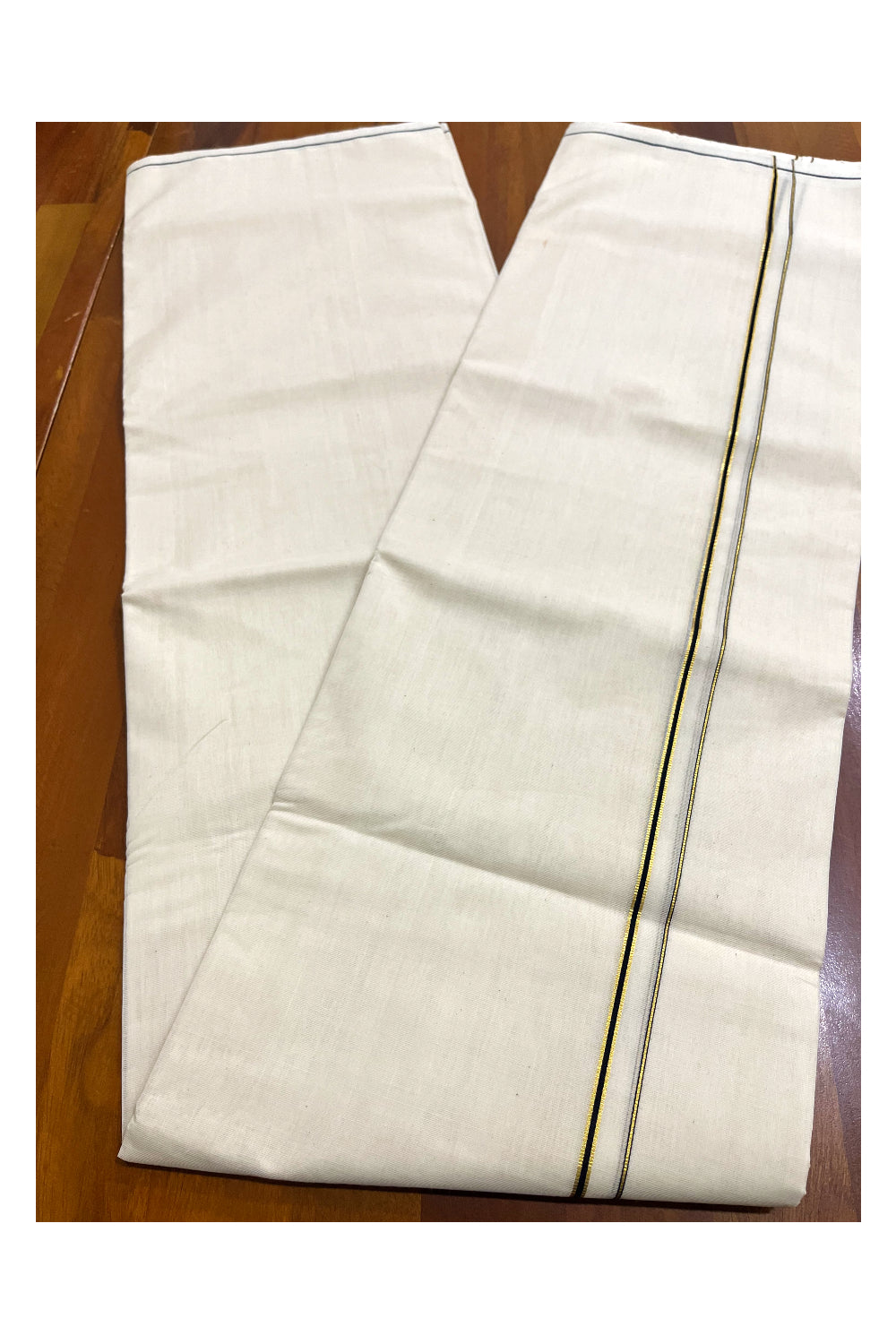 Premium Balaramapuram Handloom Unakkupaavu Cotton Double Mundu with Black Eerkkil Kasavu Border (Vishu 2024 Collection)