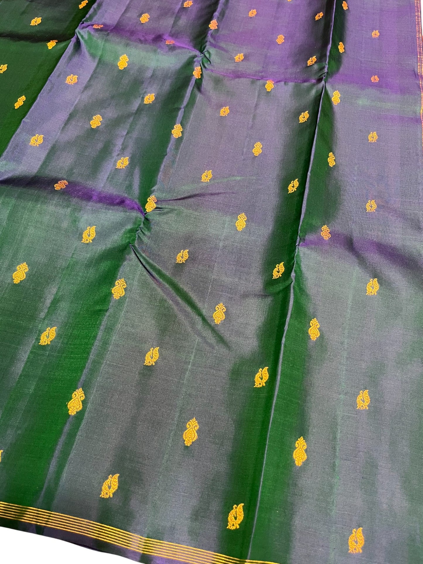 Southloom Pure Handloom Bridal Kanchipuram Silk Saree with Korvai Work (Blue & Orange)