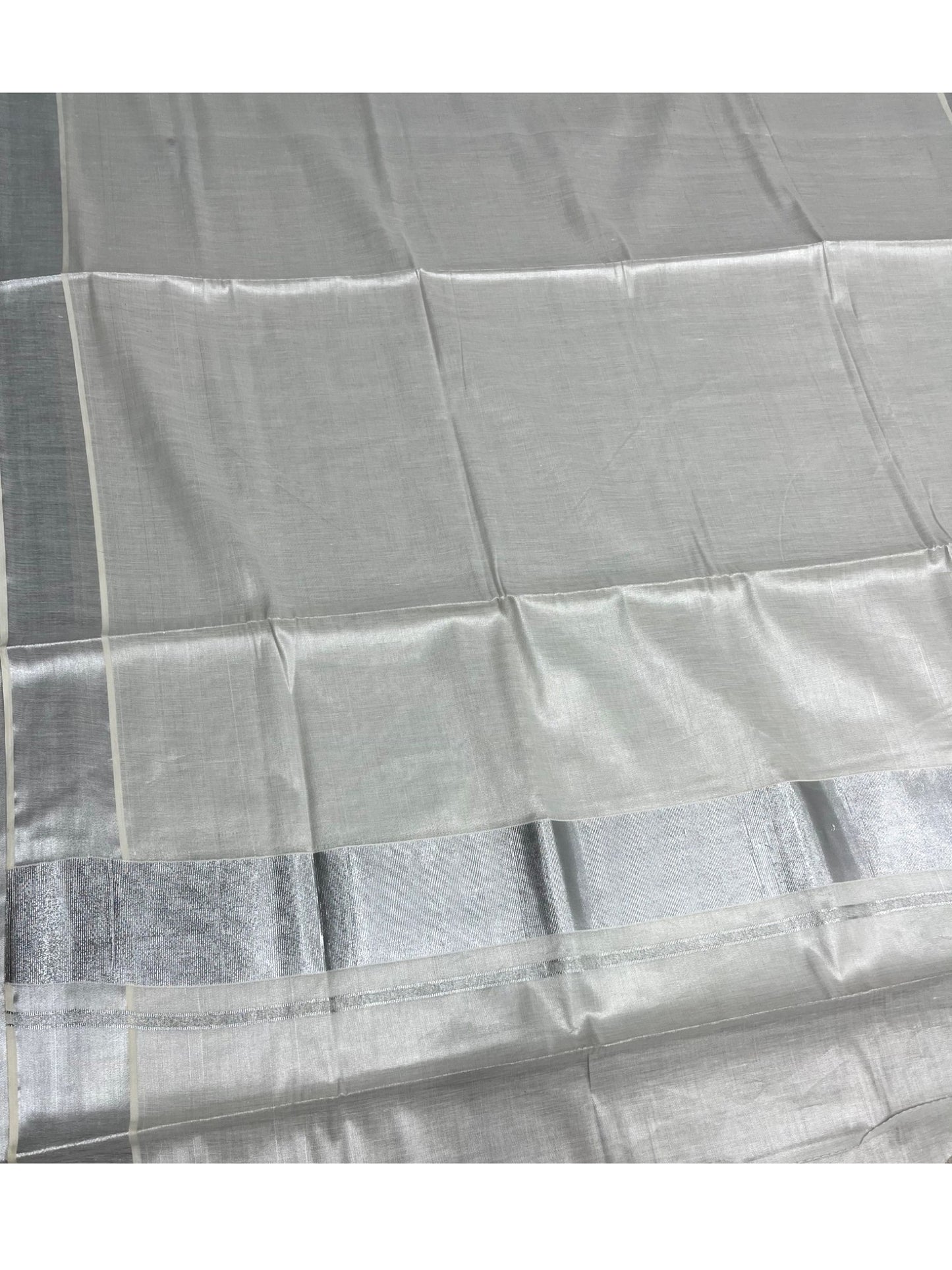 Southloom Kerala Tissue Silver Kasavu Saree
