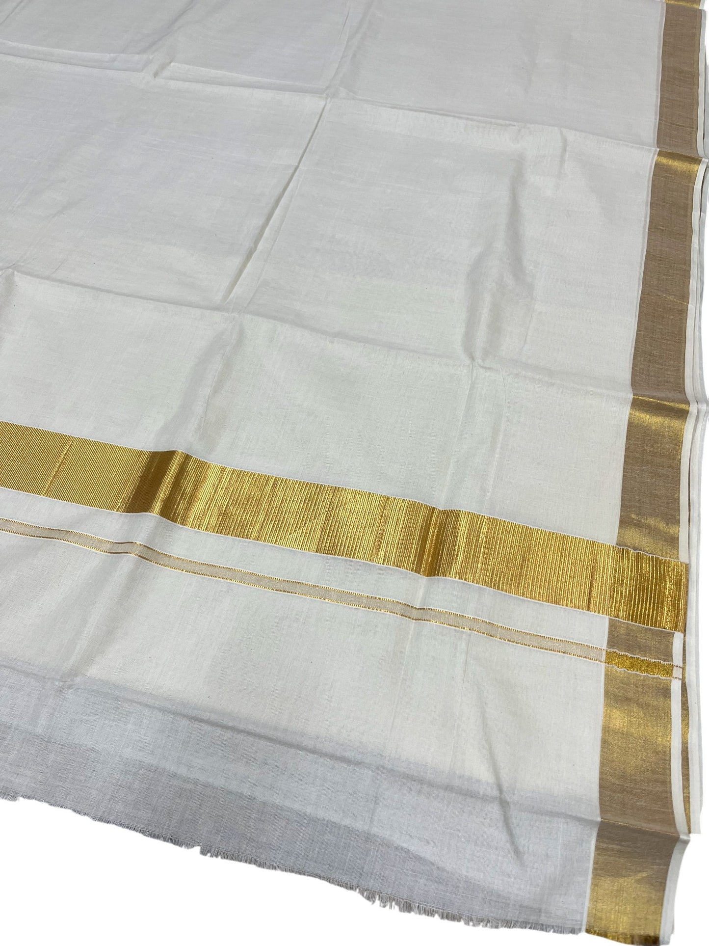 Southloom Pure Cotton Kerala Saree with 2.5 inch Gold Kasavu Border