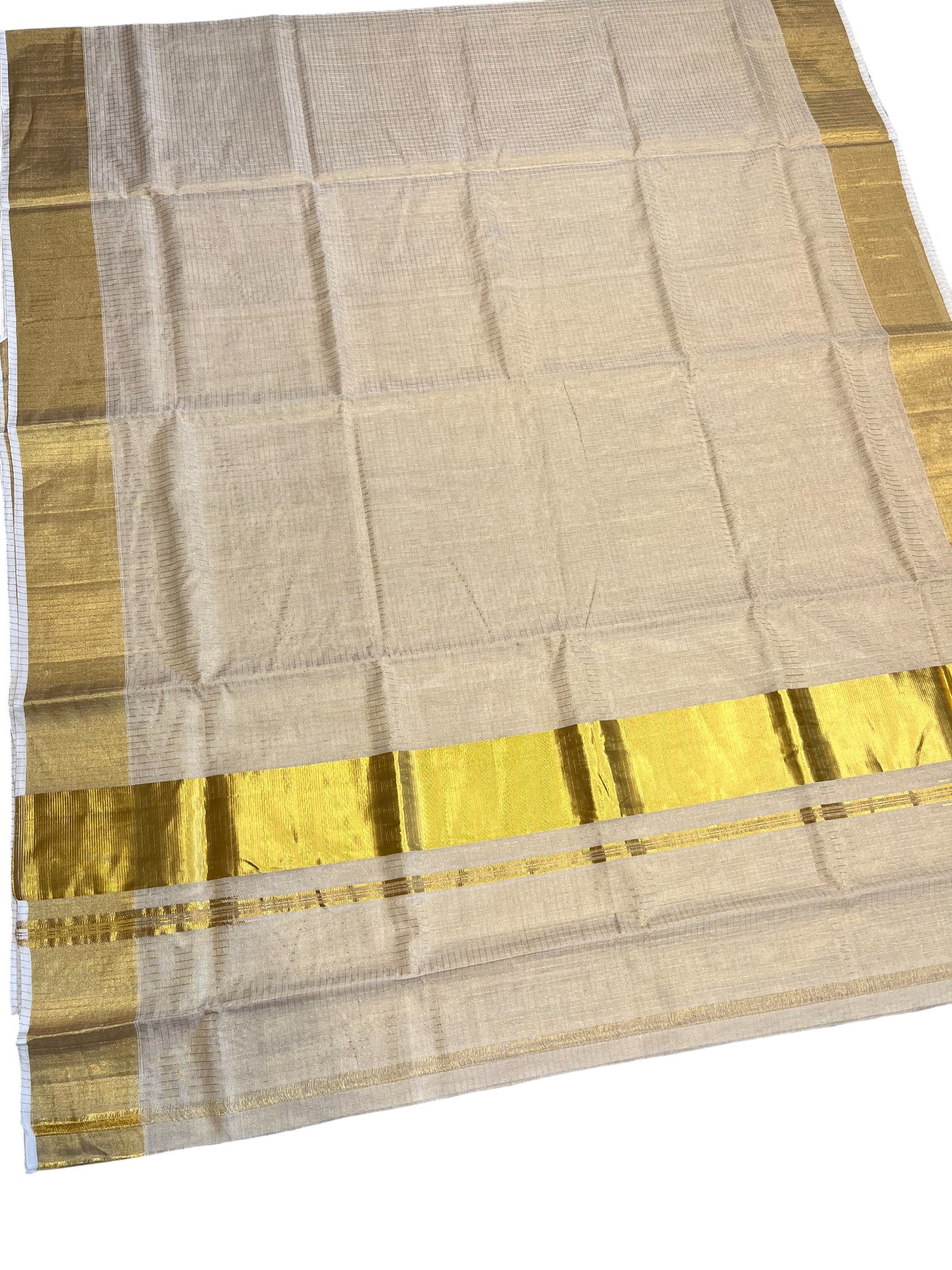 Southloom Super Premium Balaramapuram Unakkupaavu Handloom Tissue Saree with Micro Check Across Body