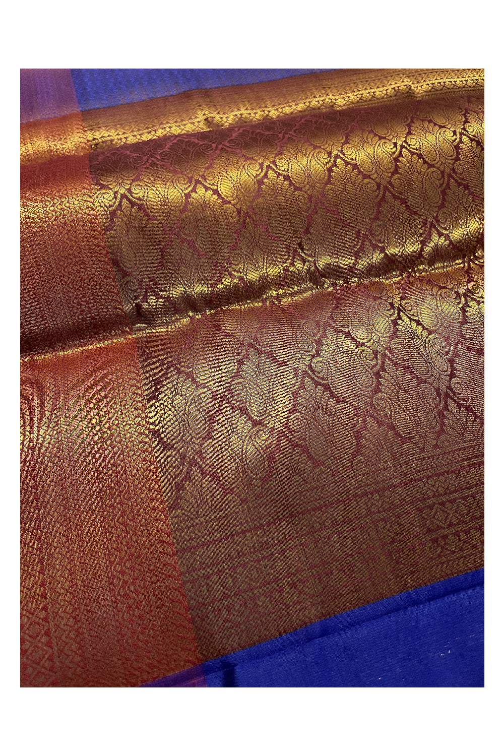 Southloom Premium Semi Silk Zari Work Brocade Saree in Violet Bridal with Matching Pallu (Kanchipuram Pattu Saree)