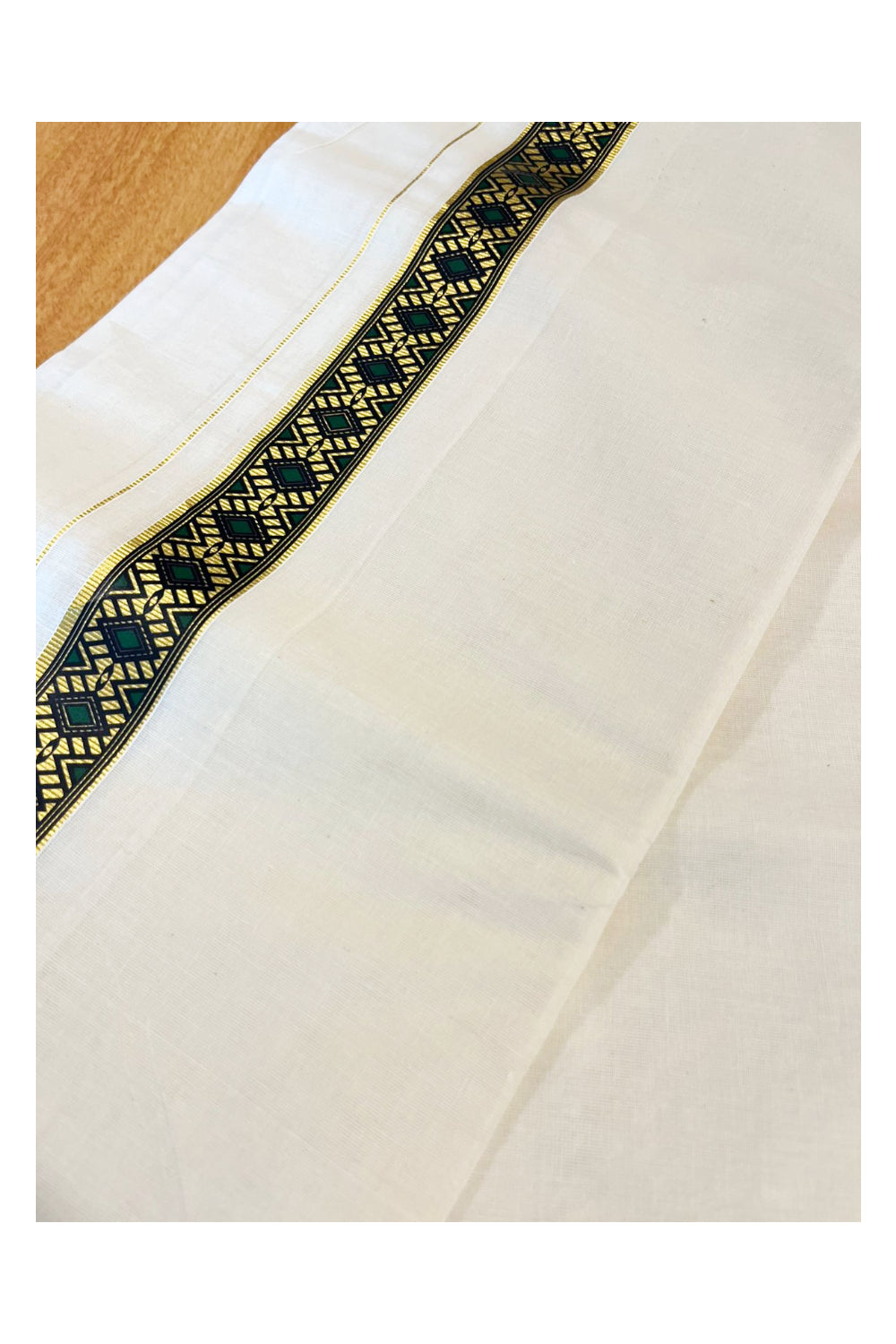 Southloom Kasavu Double Mundu with Prints on Kasavu Kara