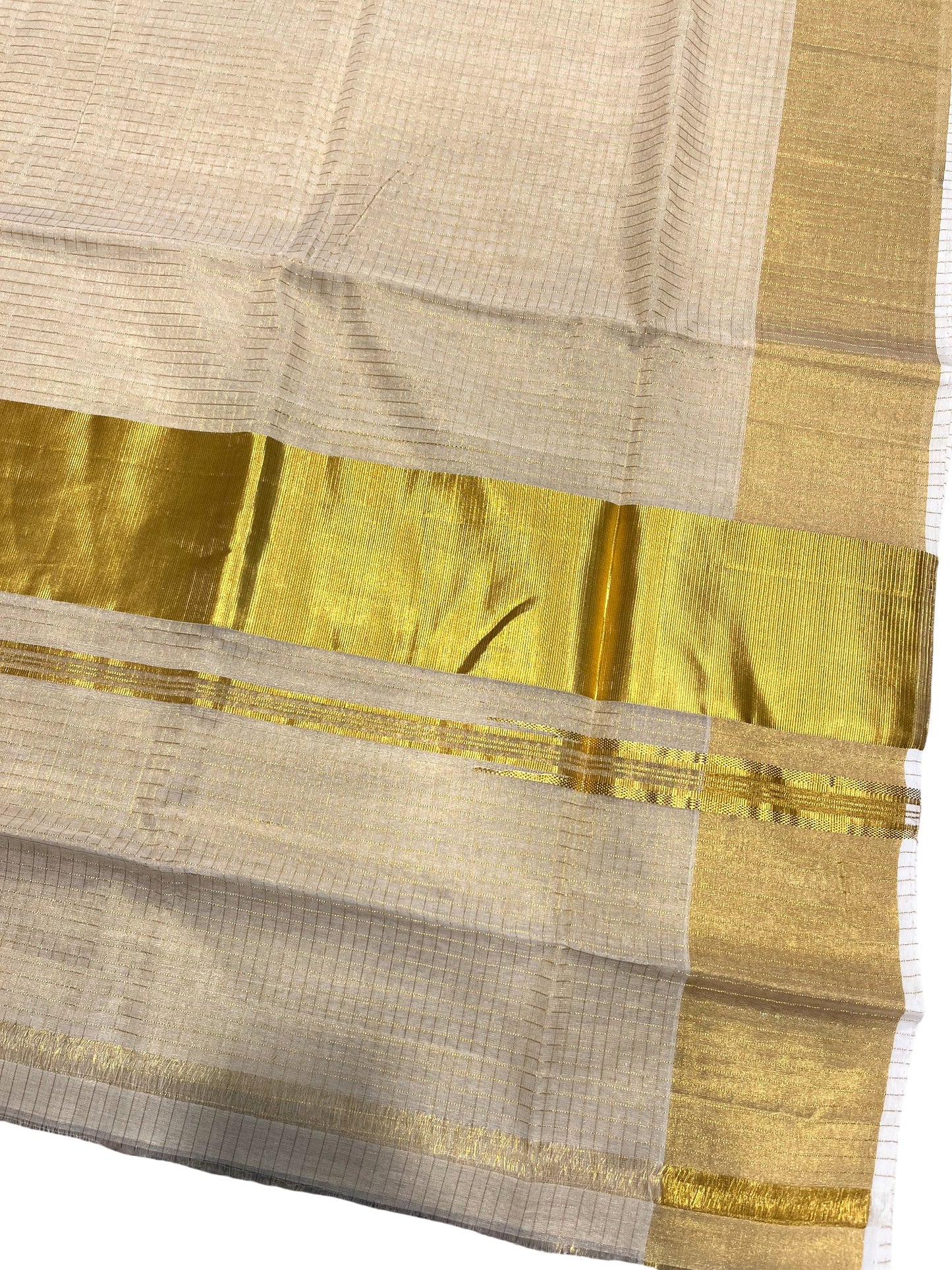Southloom Super Premium Balaramapuram Unakkupaavu Handloom Tissue Saree with Micro Check Across Body