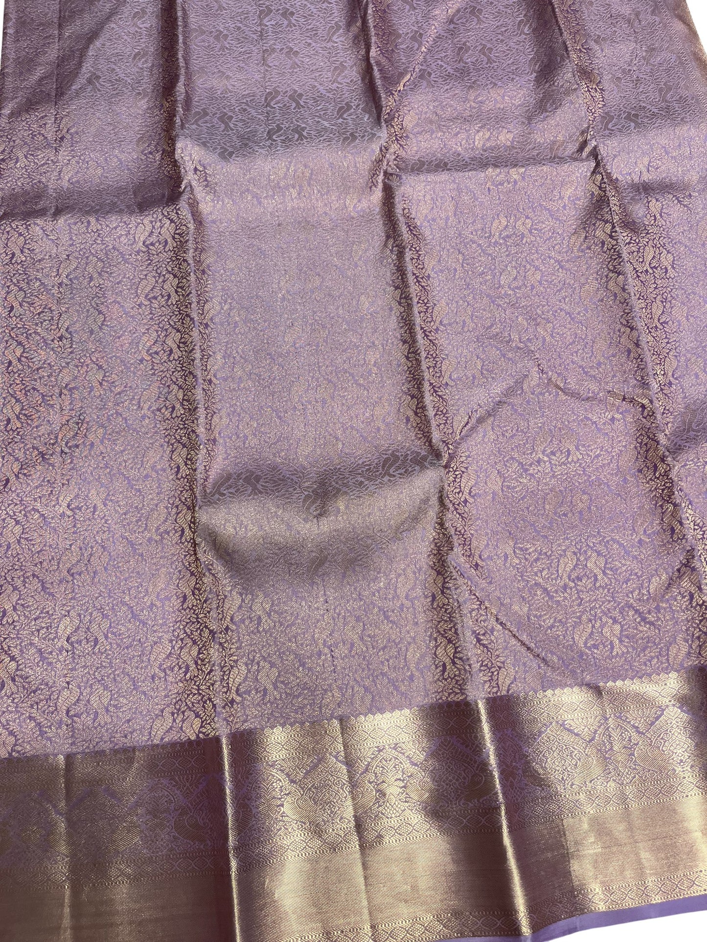 Southloom Pure Handloom Bridal Kanchipuram Silk Saree with Korvai Work (Lavendar)