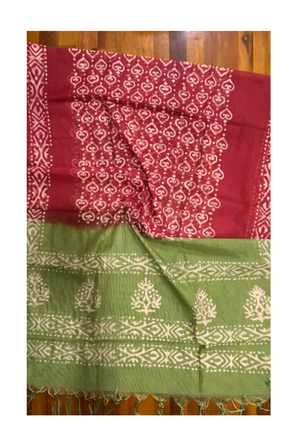 Southloom™ Kota Churidar Salwar Suit Material in Green with Floral Prints