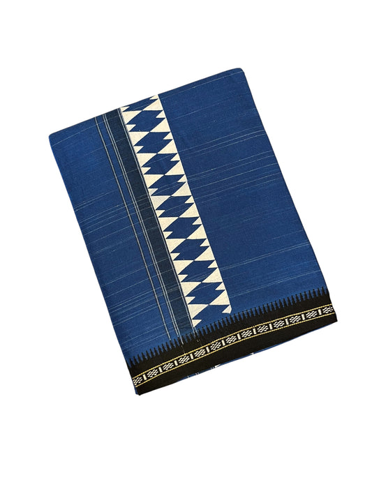 Southloom Blue Printed Single Mundu / Otta Mundu / Lungi (South Indian Kerala Dhoti)