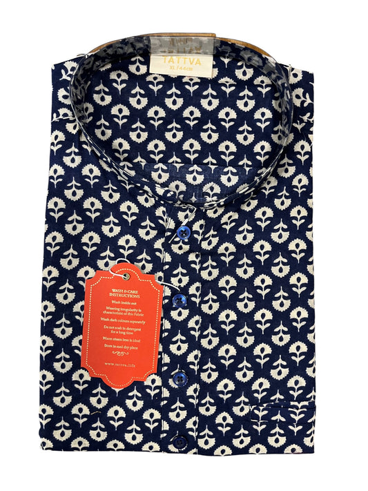 Southloom Semi Silk Short Kurta for Men in Blue Colour