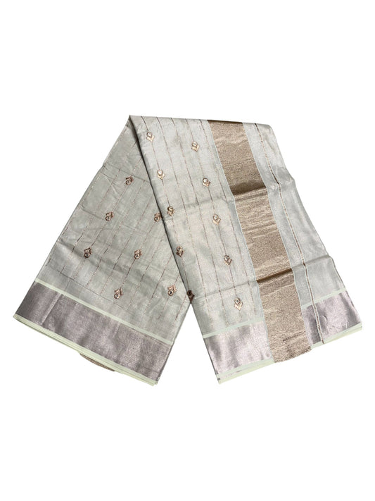 Southloom Antique Gold Tissue Saree with Embroidery Work