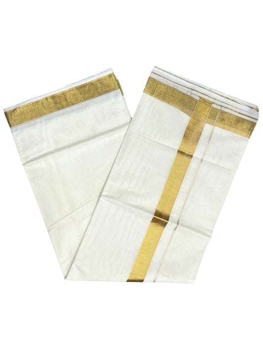 Southloom Pure Cotton Kerala Saree with 1.5 inch Gold Kasavu Border