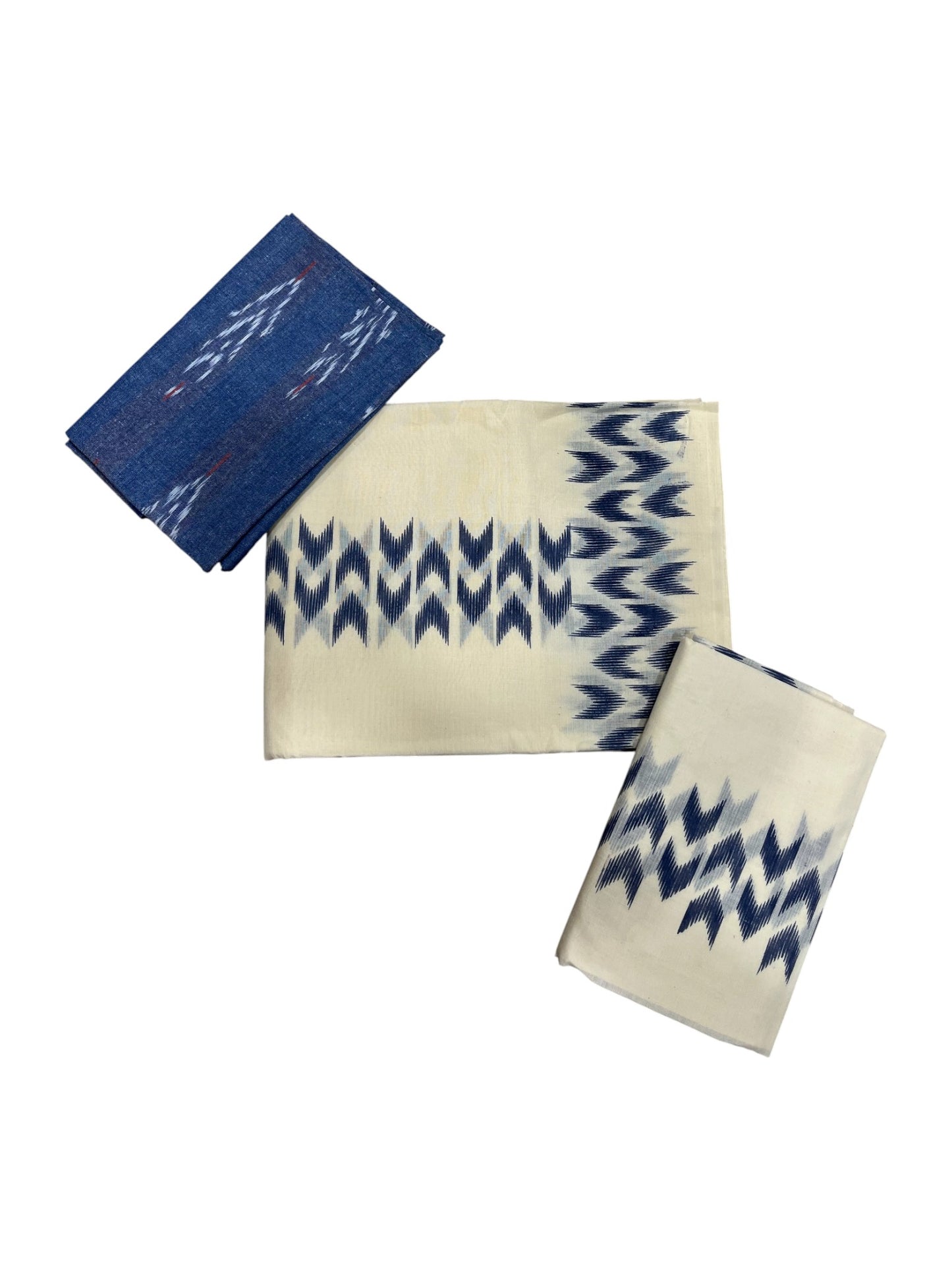 Southloom Ikat Design Blue Printed Set Mundu with Blouse Piece 2.80Mtrs