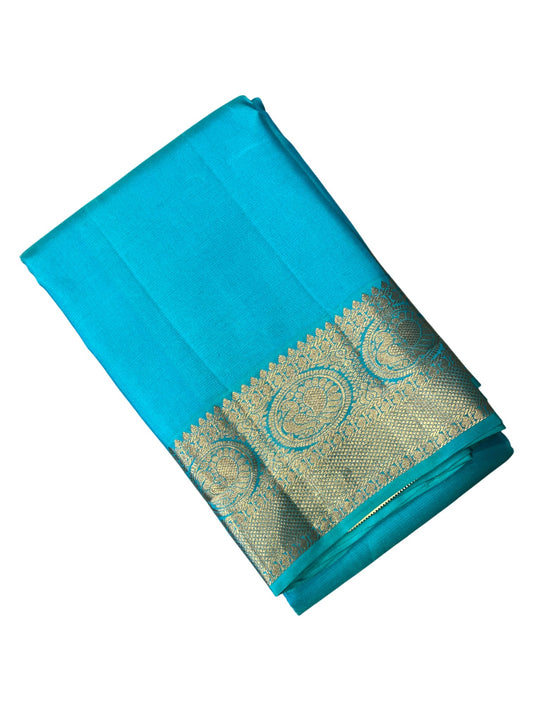 Southloom Pure Handloom Bridal Kanchipuram Silk Saree with Korvai Work (Blue)