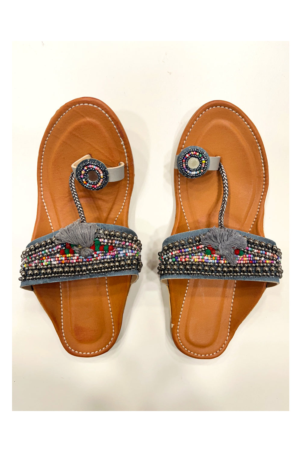 Southloom Jaipur Handmade Bead Work One Toe Flat Sandals